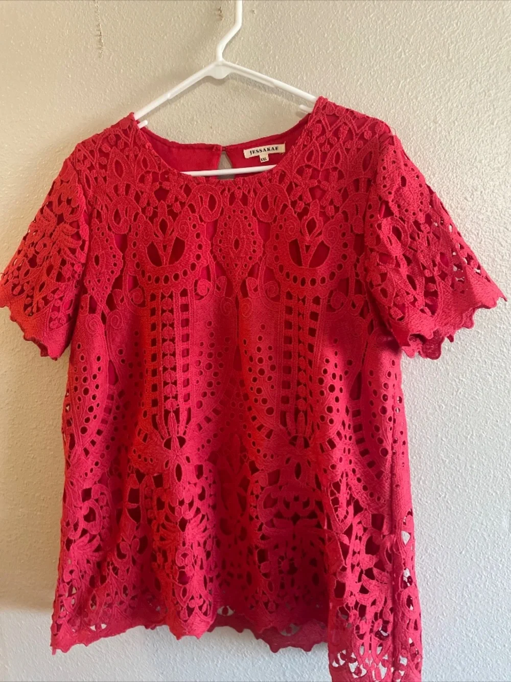 Jessakae Top Size 2X Women Red Lace Excellent